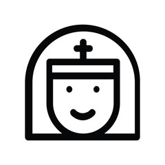 Fototapeta premium Nun Religious Avatar Line Icon