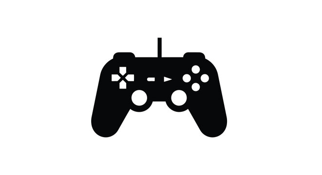 A simple black silhouette depicting a modern video game controller viewed from above high quality professional
