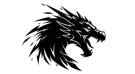 Obraz premium Aggressive stylized black dragon head roaring.