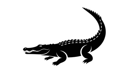 Fototapeta premium Black Alligator Silhouette Vector Illustration.