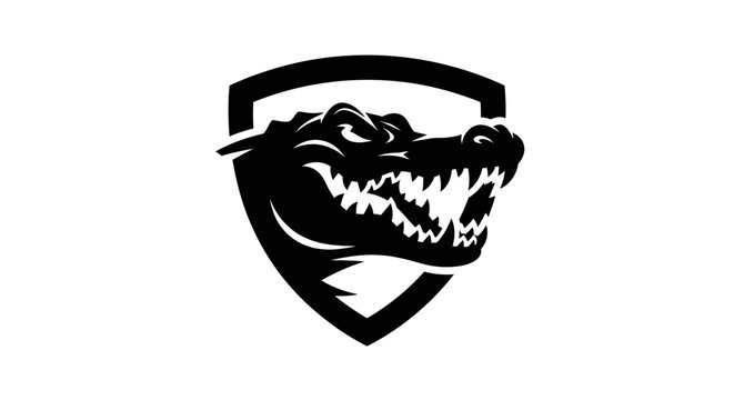 Fierce Alligator Head Logo within a Shield Design.