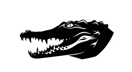 Fototapeta premium Fierce Alligator Head Silhouette with Open Jaws.