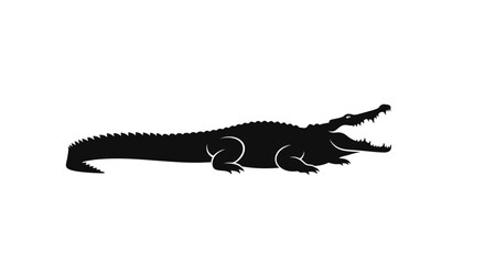 Fototapeta premium Powerful alligator silhouette with open jaws.
