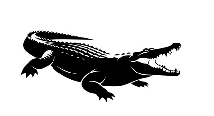 Fototapeta premium Powerful Alligator Silhouette with Open Jaws.
