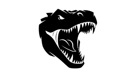 Fierce Tyrannosaurus Rex Roaring Head Silhouette. © galang
