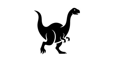 Black silhouette of a dinosaur on a white background, simple and clean design. © Ega