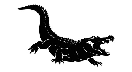 Fototapeta premium Powerful Alligator Silhouette with Open Jaws and Sharp Teeth.