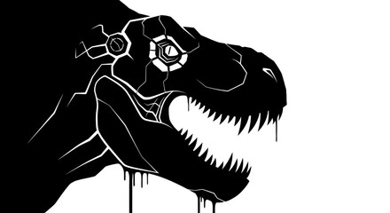 Monochromatic Tyrannosaurus Rex Head with Stylized Details. © galang