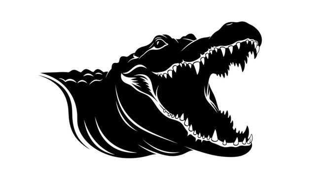 Powerful Alligator Head Roaring with Open Jaws.