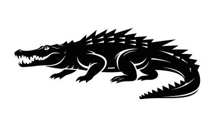 Obraz premium Powerful Alligator Silhouette Vector Illustration.