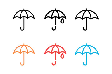 Fototapeta premium Colorful outlined umbrella set on a clean simple white background