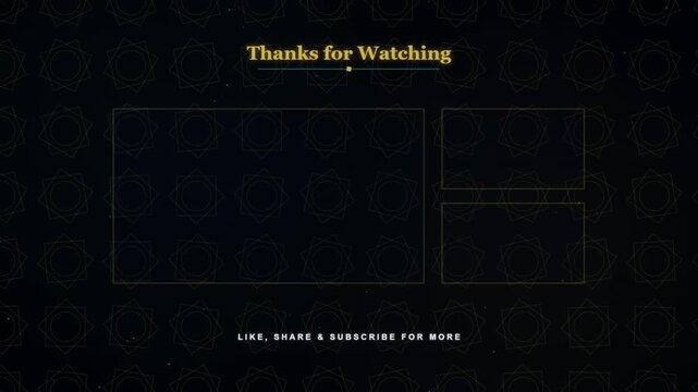 Dynamic Islamic YouTube End Screen Outro Animation with Gold Geometric Patterns