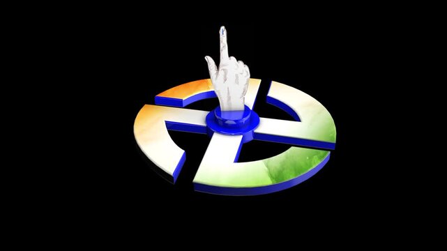 3D Election Commission Logo with Ink-Marked Finger