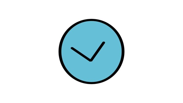 Down Navigation Arrow Motion Icon. Animated circular blue icon with a down arrow representing scroll navigation menu expand and controls.