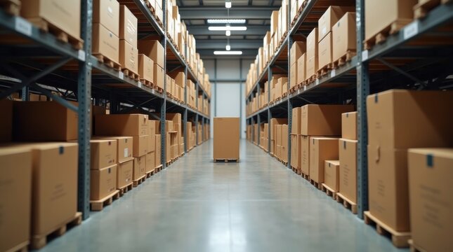 Una caja en medio de un almac&eacute;n