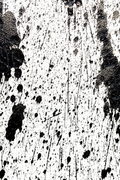 Messy Creative Ink Splatters Drips and Inkblot Close Up on White Background