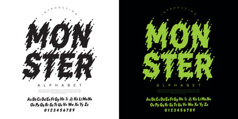 Monster horror liquid font with dripping slime effect alphabet for halloween party and spooky movie design © Kiki