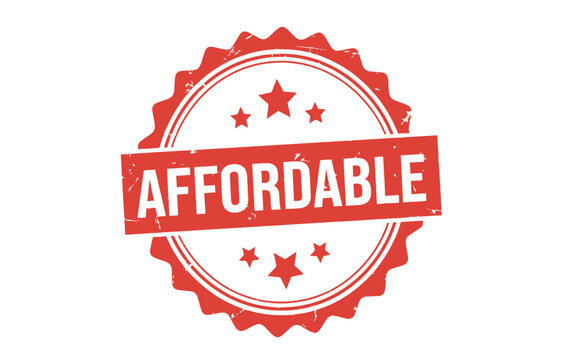 Affordable stamp a red circular badge with stars and bold white text overlay