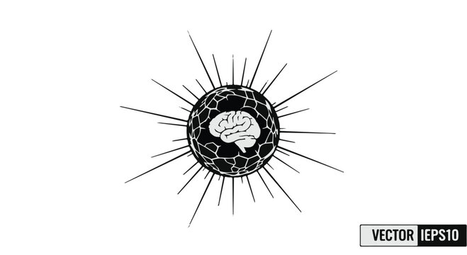 brain power concept with sunburst lines vector