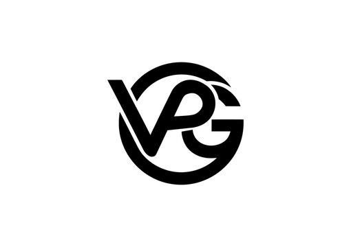 Vpg company monogram with a black and white