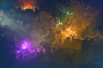Fototapeta premium Abstract explosion of vibrant colors reds yellows and blues swirling together