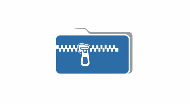 Blue folder icon with a white zipper and pull tab