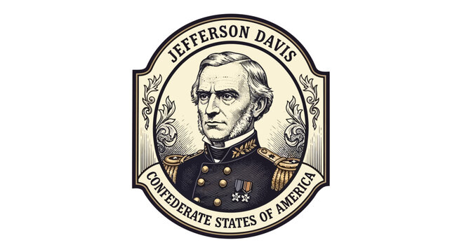 Portrait of Jefferson Davis, President of the Confederate States of America, historical figure, American history, leadership illustration