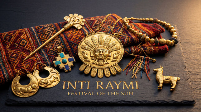 Golden Inca treasures gleaming for Inti Raymi a grand celebration honoring the magnificent Sun God