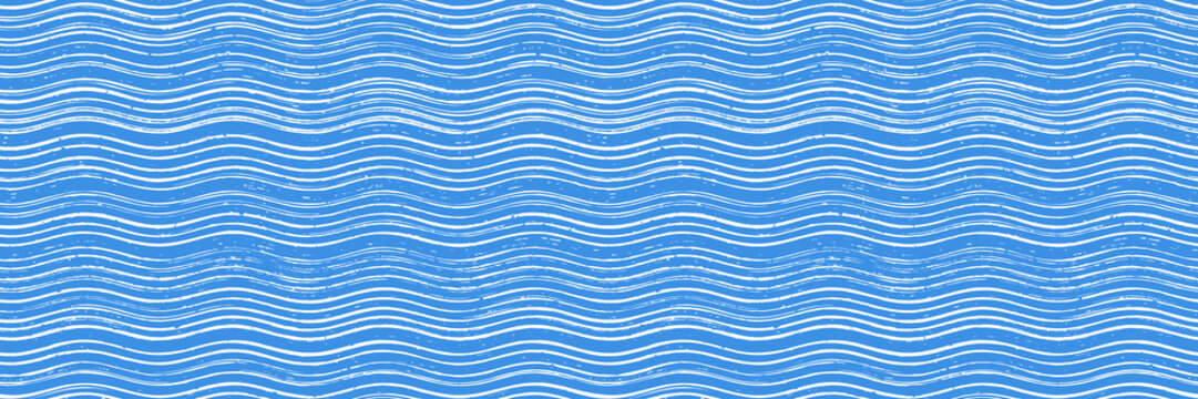 Seamless pattern, sea waves stylization, wavy grunge stripes, rough wave pattern, vector background