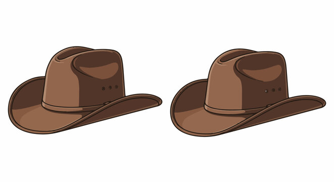 Two brown cowboy hats with a classic brim and indented crown
