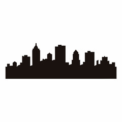 Obraz premium Black silhouette of city skyline with modern architecture on a white background