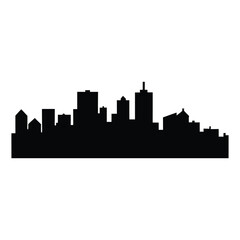 Naklejka premium A detailed black and white silhouette of a city skyline panorama