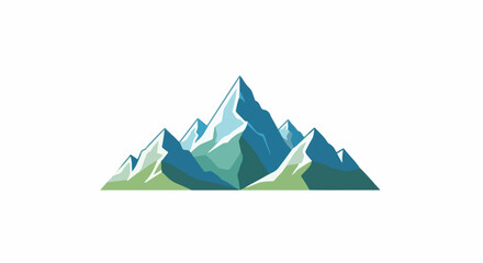Obraz premium Stylized graphic of a mountain range with sharp peaks and a gradient of blue and green