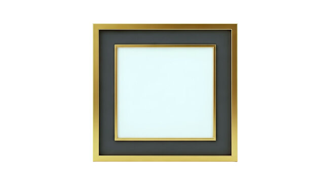 Gold and Gray Double Square Frame on White Background