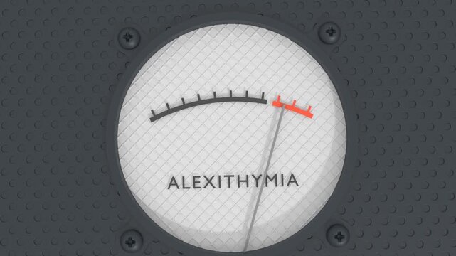 Alexithymia meter showing dangerously increasing high level. Subclinical phenomenon. Emotional blindness concept depicting emotional detachment and inability to identify feelings.