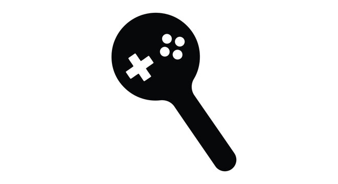 A simple black silhouette of a traditional maraca with multiple internal elements high quality professional detailed