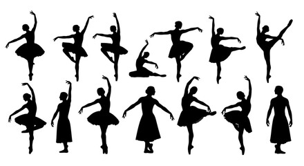 Ballet Dancers Silhouettes Collection Diverse Poses. © Intan