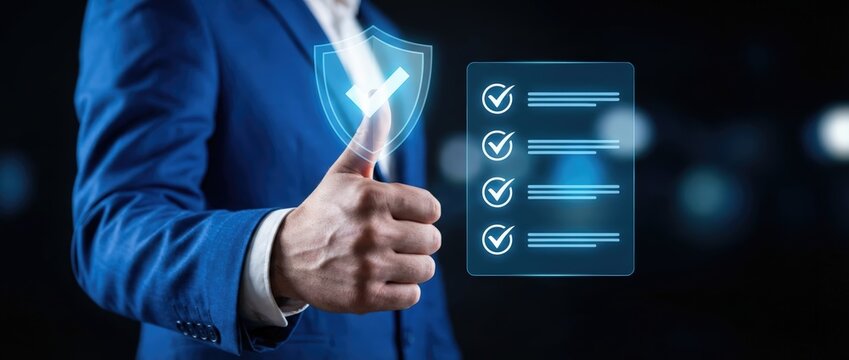 Evaluating security protocols for business success digital workspace infographic modern environment close-up view trust and compliance in technology