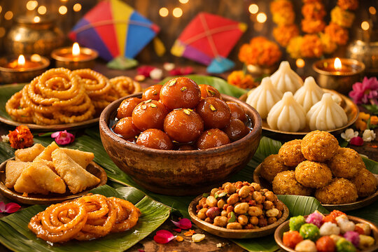 Delicious traditional white sweet balls or rasgulla served in a wooden bowl for the celebration of pohela boishakh, bengali new year and hindu festivals holiday