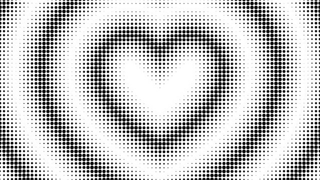 Heart halftone pattern with gradient dots creates romantic comic style background. Vector texture with fading circles and decorative for Valentine designs.