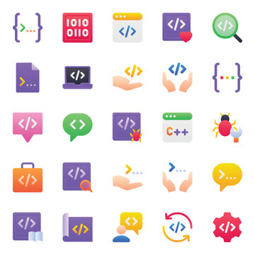 Gradient color icons set for Web development, programming