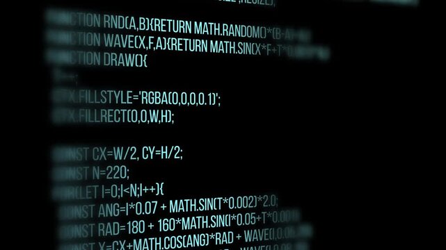 Abstract background, computer code on a black background with blur. 4K