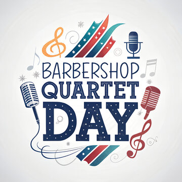 Barbershop quartet day poster with retro microphones.