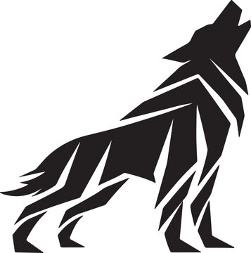 A black and white image of a wolf