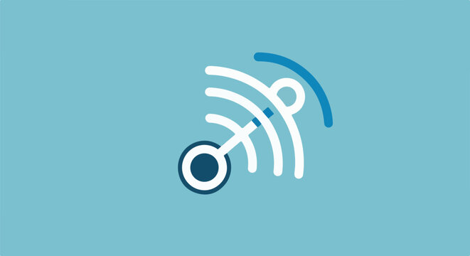 Abstract symbol of wireless signal transmission with concentric arcs