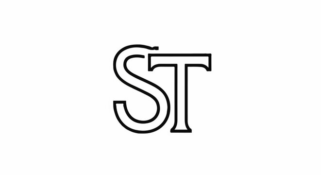 Bold, black, stylized letters S and T are centered on a white background