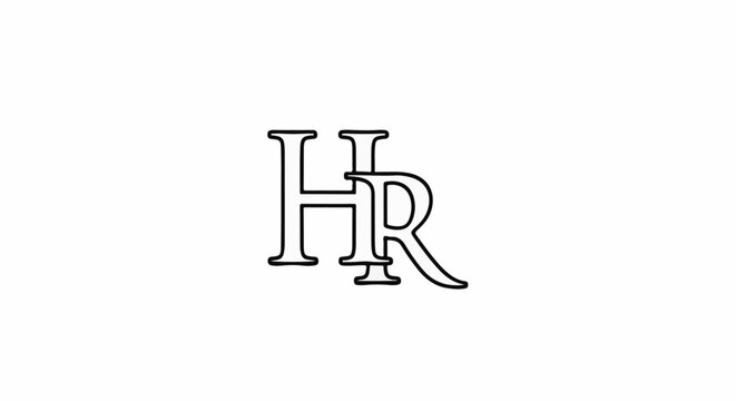 Outline monogram with letters H and R in a stylized font