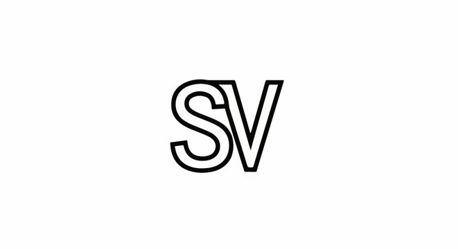 Two distinct letters, S and V, are presented in bold black outlines on a white background