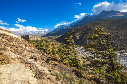 Gandak river valley near the Martha village. Nepal, Himalayas