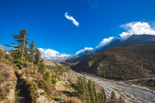Gandak river valley near the Martha village. Nepal, Himalayas